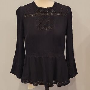 Point Sur black blouse, size 6,  100% Viscose